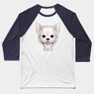 White Long Coat Chihuahua Dog Baseball T-Shirt